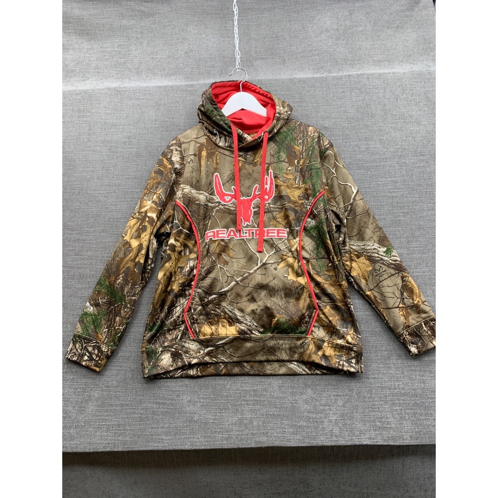 Realtree Camouflage Hoodie Womens Multicolor Embroided Deer Skull Logo Hunting